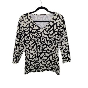 J. McLaughlin Black/White Abstract Print Top Sz.M